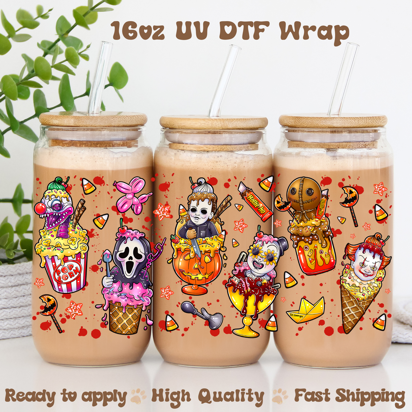 Horror ice creams - 16oz UV DTF Wrap