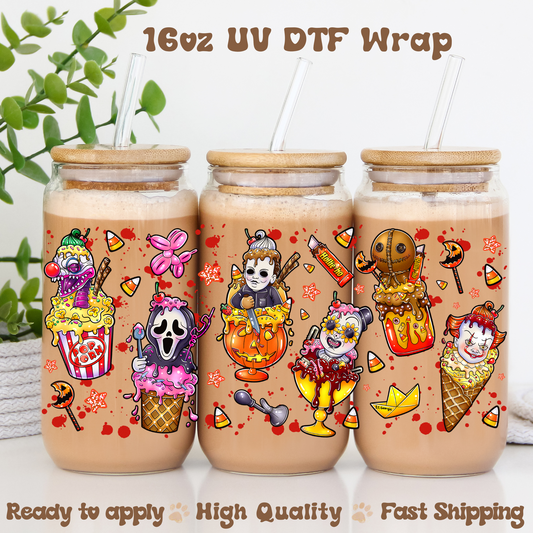 Horror ice creams - 16oz UV DTF Wrap