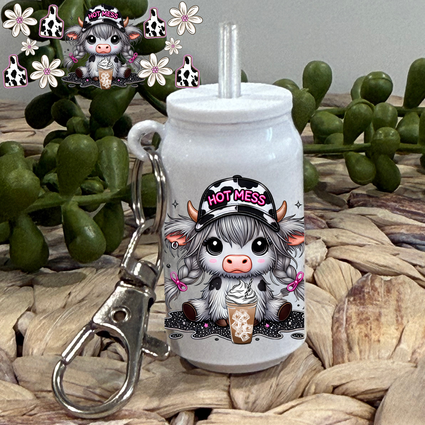 Hot Mess -Glass Can Keychain UV DTF Wrap