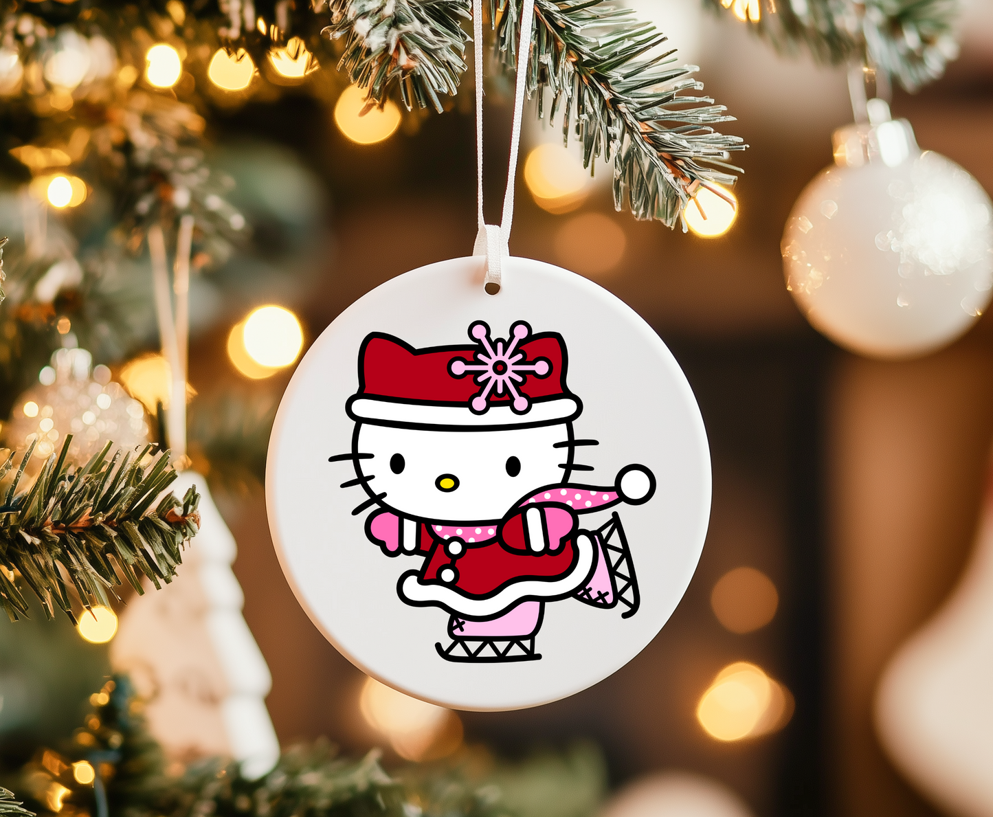 Ice skating kitty -UVDTF Ornament Decal