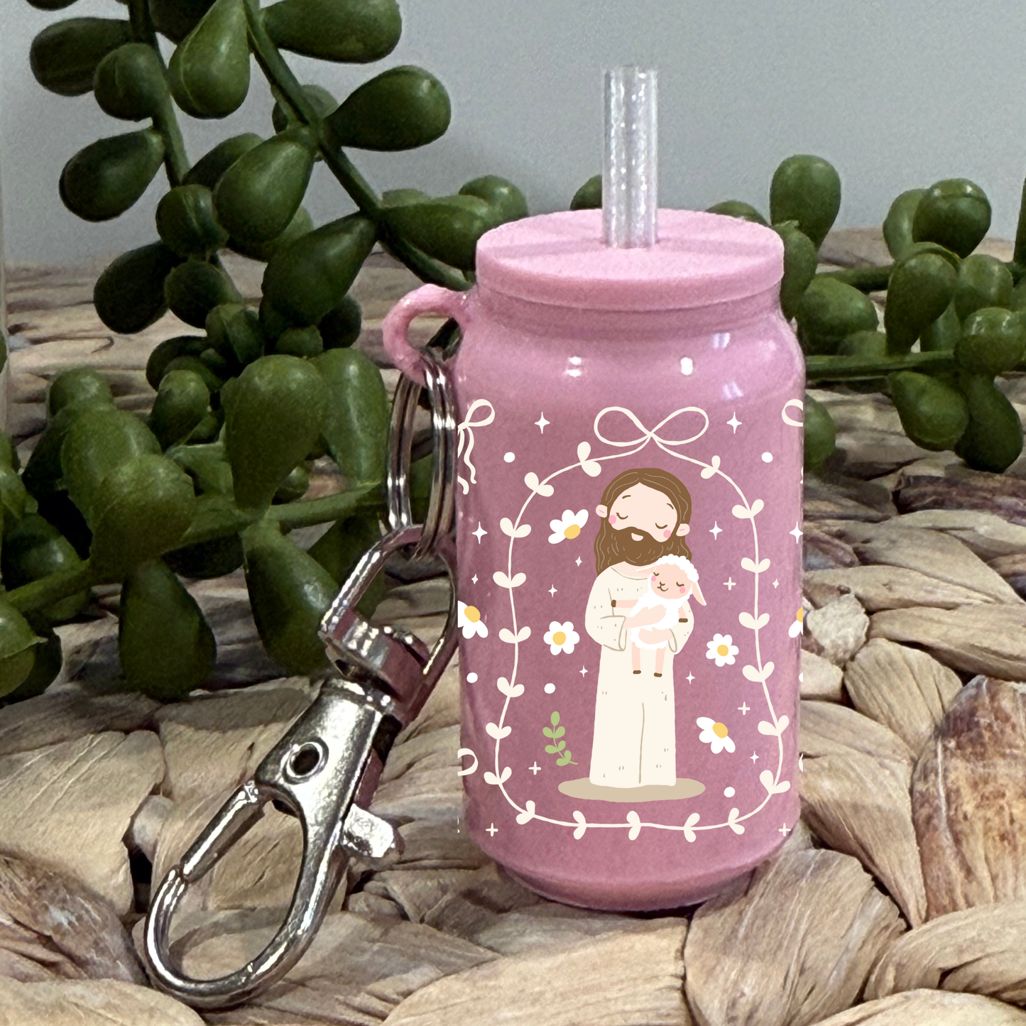 Jesus and Lamb -Glass Can Keychain UV DTF Wrap
