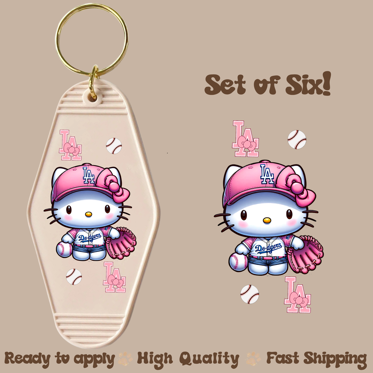 L A Pink Cat- UV DTF Motel Keychain Decal