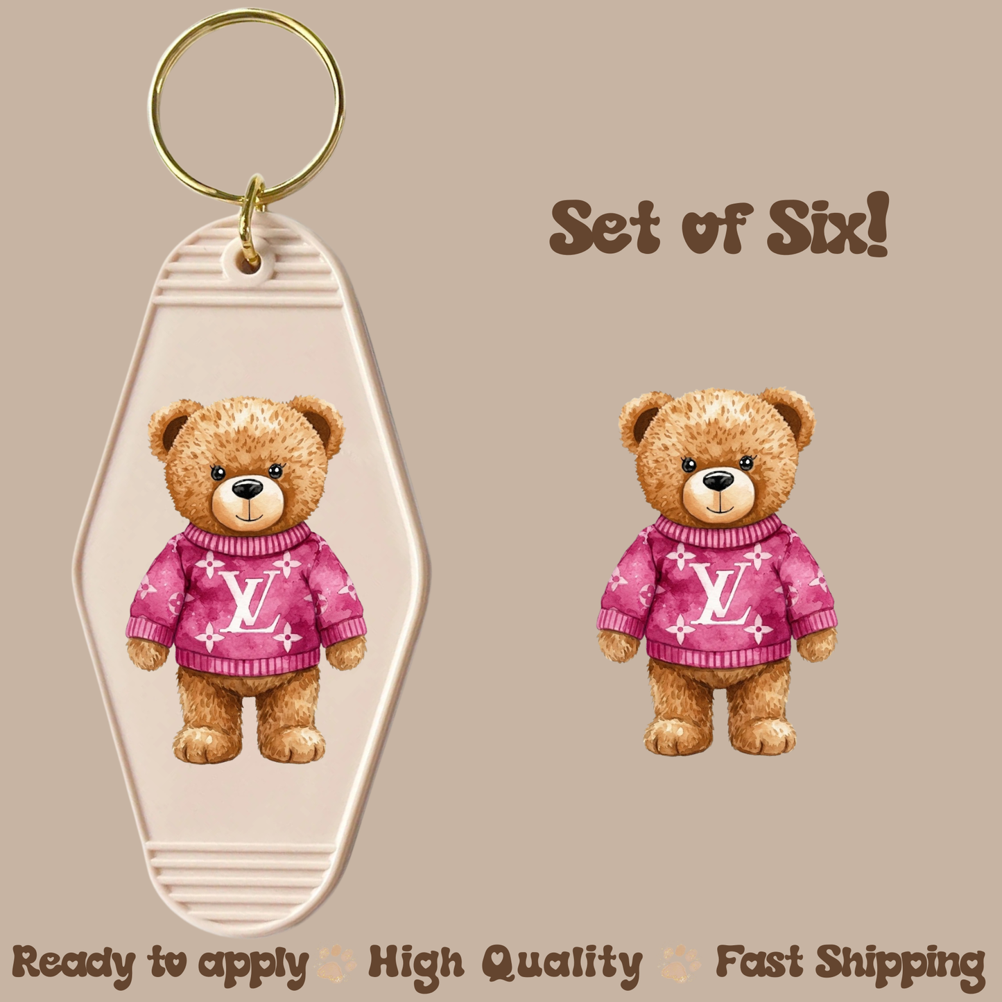 L Bear - UV DTF Motel Keychain Decal