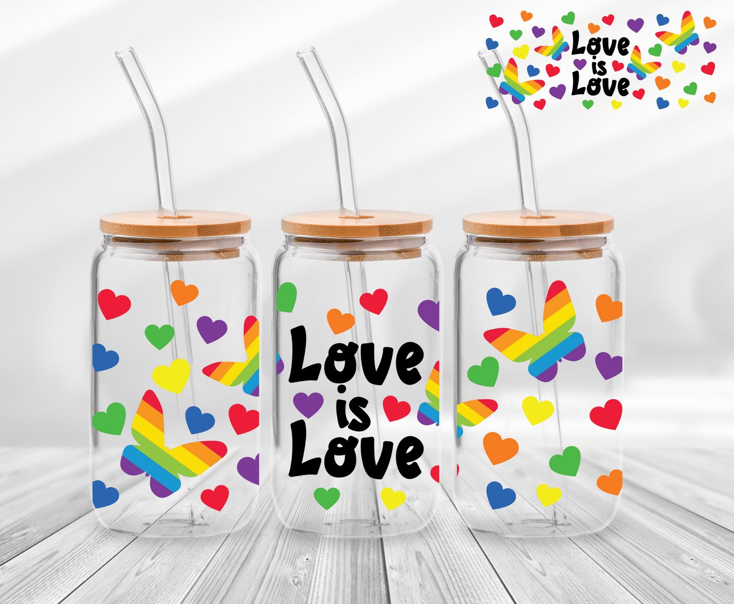 Love is Love Butterflies - 16oz UV DTF Wrap