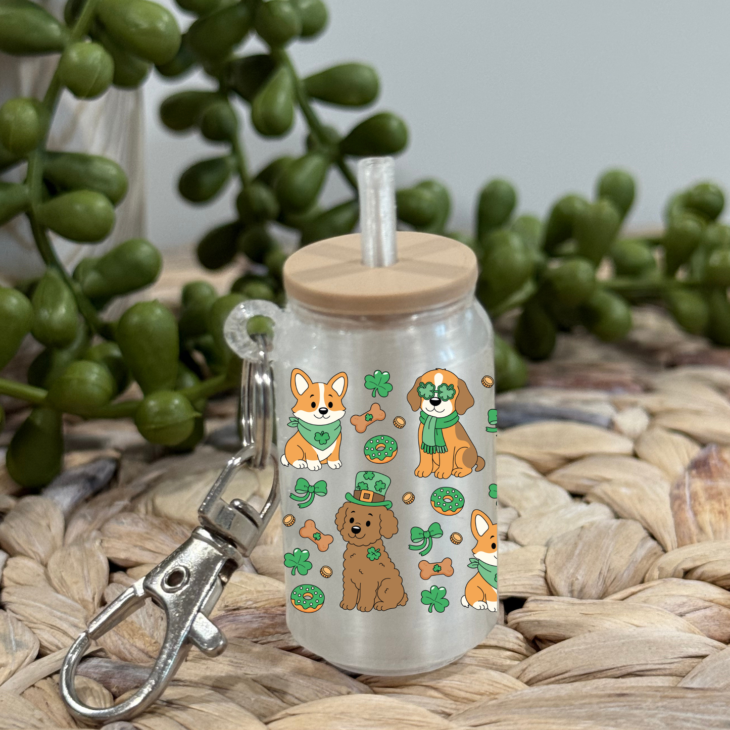 Lucky Dogs - Glass Can Keychain UV DTF Wrap