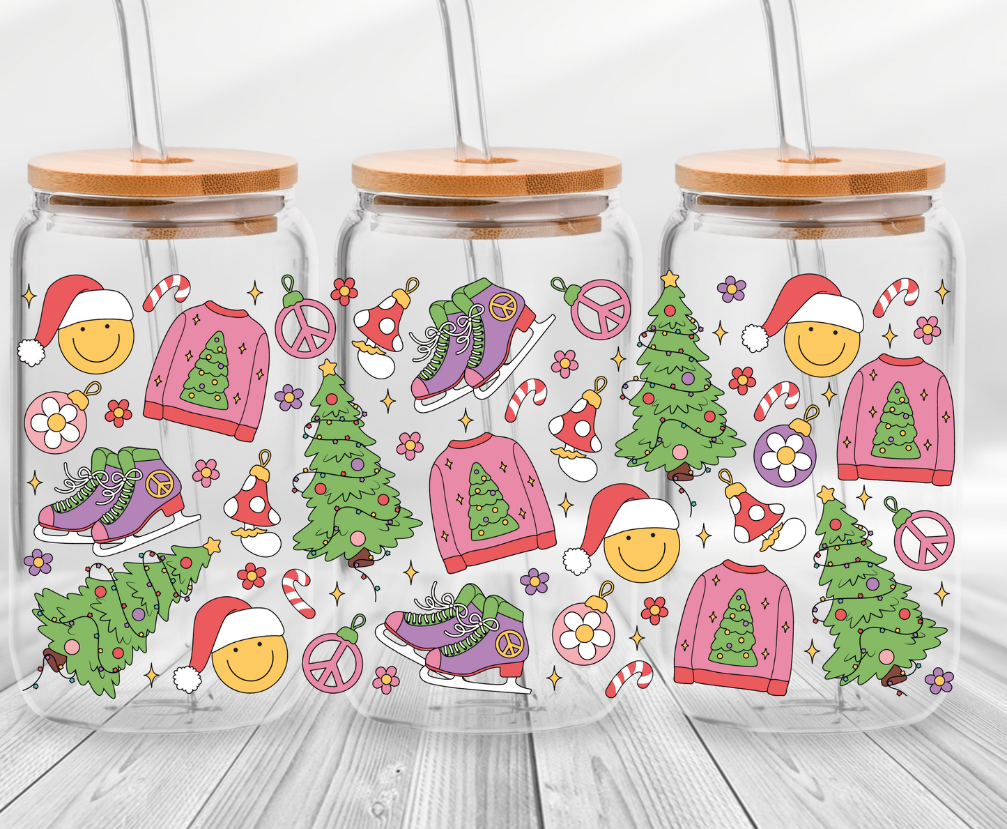 Merry and Groovy -16oz UVDTF Cup Wrap