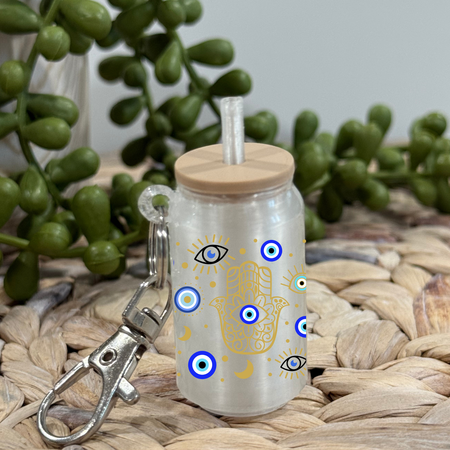 Midnight Evil Eye -Glass Can Keychain UV DTF Wrap