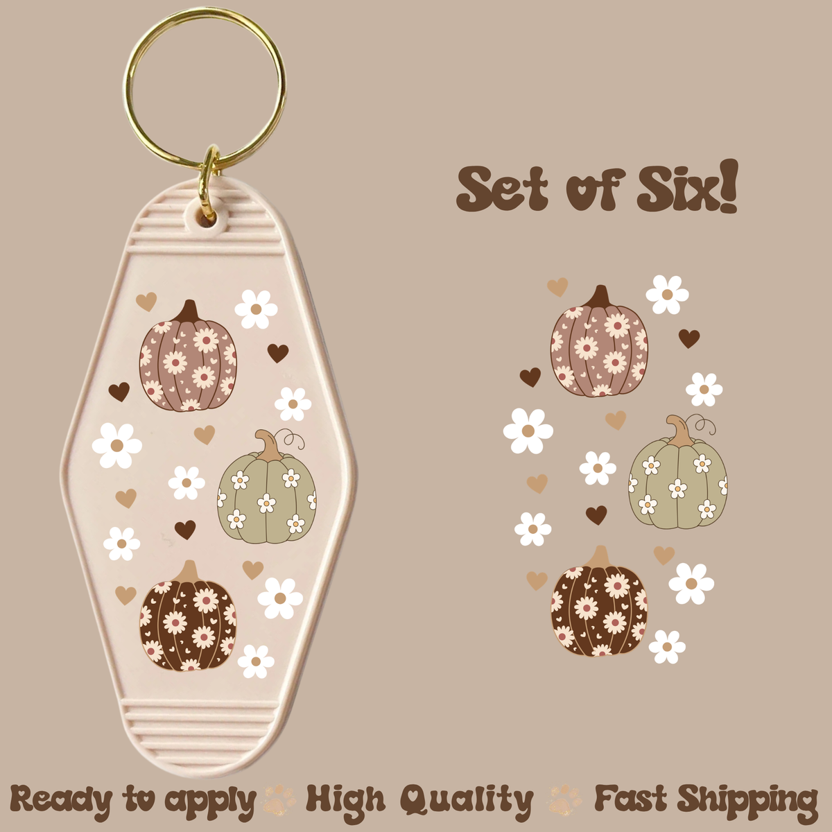 Neutral Pumpkins Fall - UV DTF Motel Keychain Decal