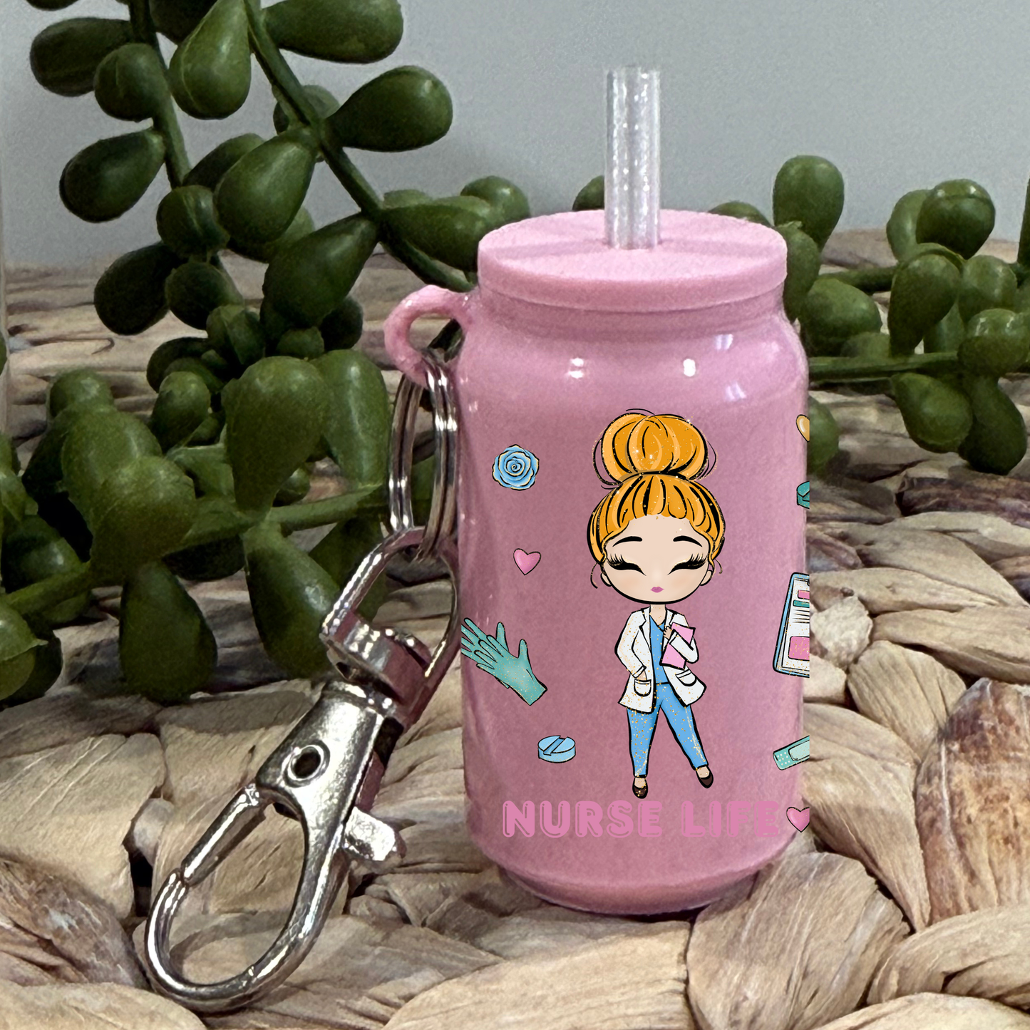 Nurse Life 3-Glass Can Keychain UV DTF Wrap