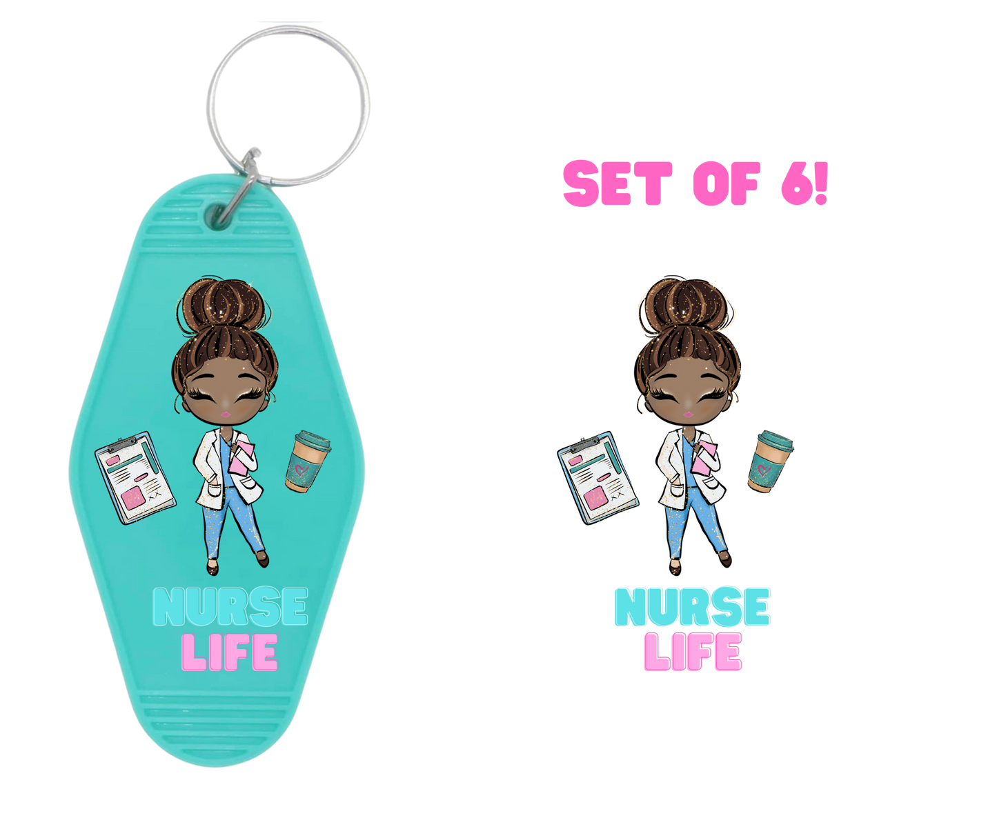Nurse Life II-UV DTF Motel Keychain