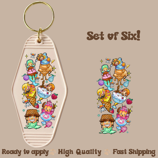 O P ice creams - UV DTF Motel Keychain Decal