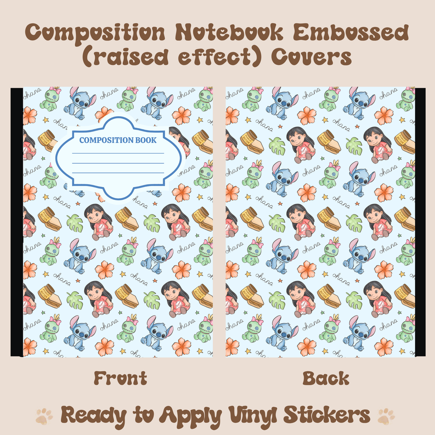 PB&J Blue - Embossed Vinyl Notebook Cover
