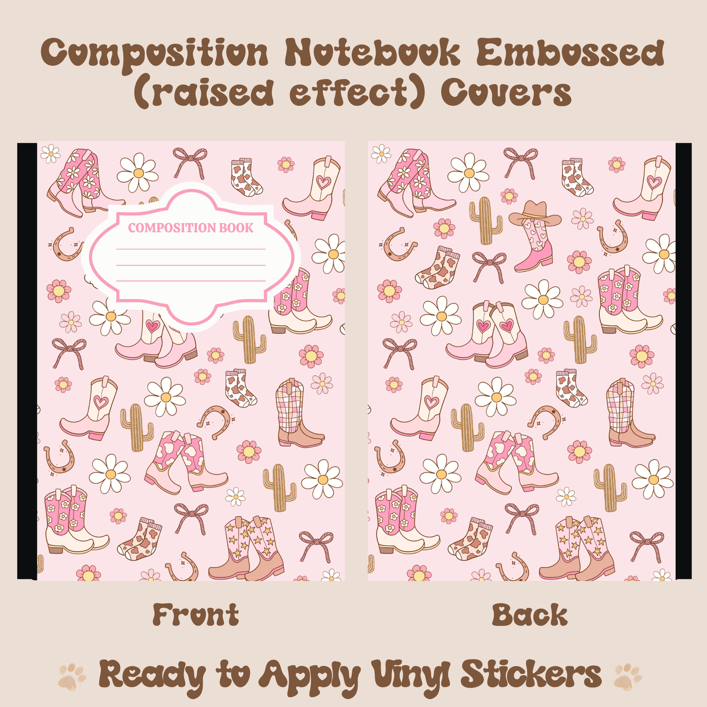 Pink Cowgirl - Embossed Vinyl Notebook Cover