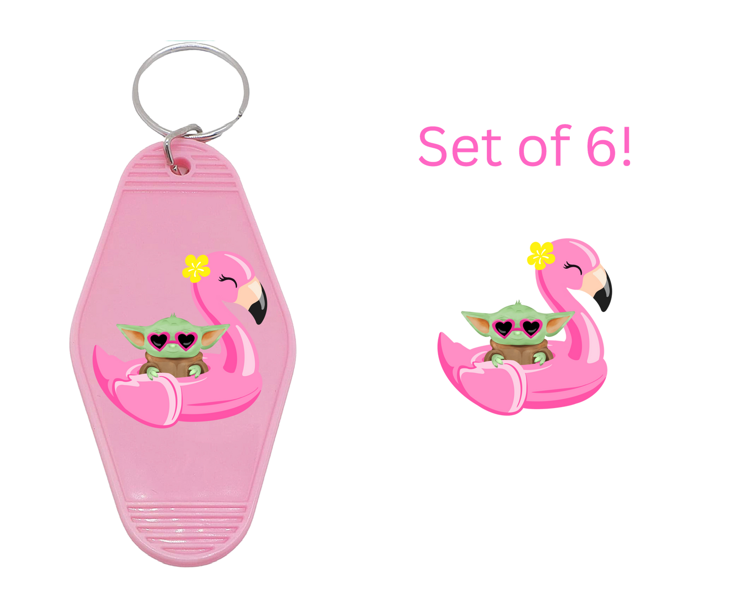 Pink Flamingo-UV DTF Motel Keychain