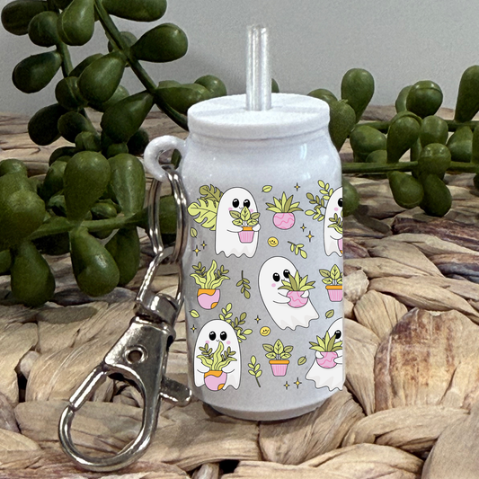 Plants and Ghosts -Glass Can Keychain UV DTF Wrap