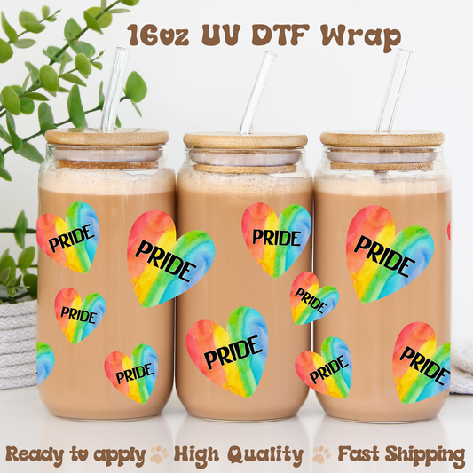 Pride Hearts - 16oz UV DTF Wrap