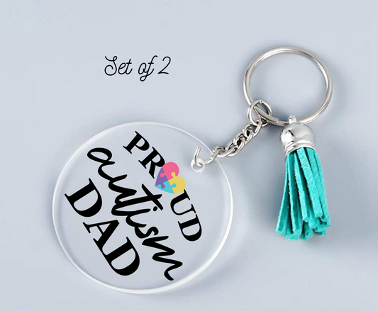 Proud Autism Dad Keychain UV-DTF Decal (set of two)
