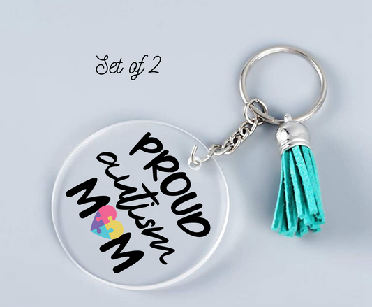 Proud Autism Mom Keychain UV-DTF Decal (set of two)