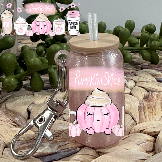Pumpkin Spice -Glass Can Keychain UV DTF Wrap