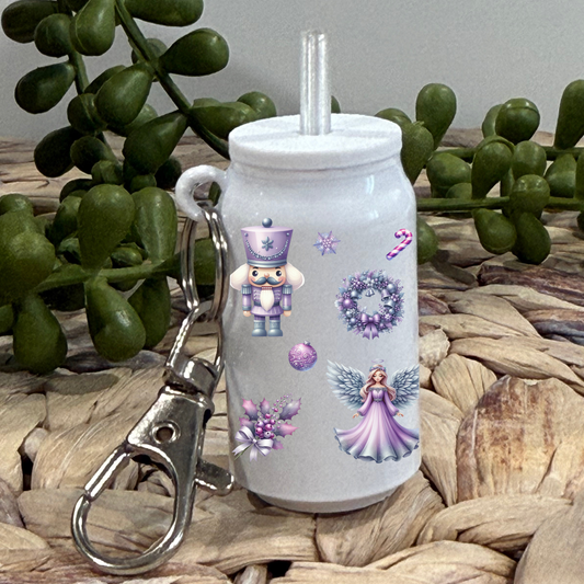 Purple Christmas -Glass Can Keychain UV DTF Wrap