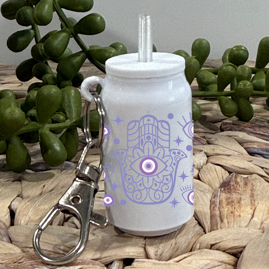 Purple Midnight Evil Eye-Glass Can Keychain UV DTF Wrap