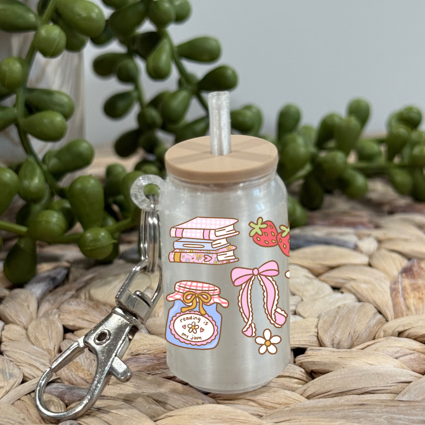 Reading is my jam -Glass Can Keychain UV DTF Wrap