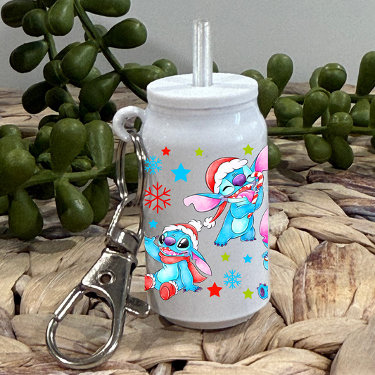 Santa Blue -Glass Can Keychain UV DTF Wrap