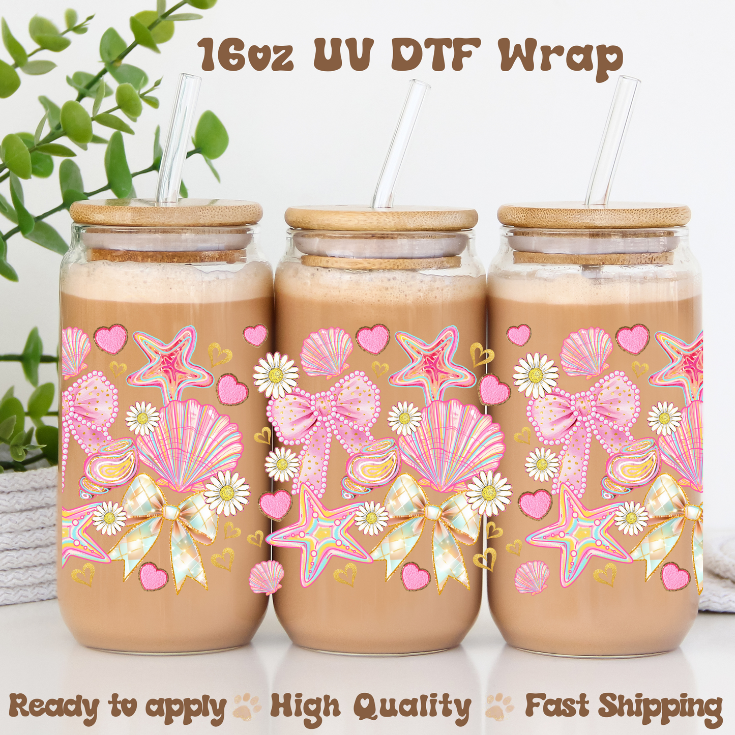 Sea Days Pink - 16oz UV DTF Wrap