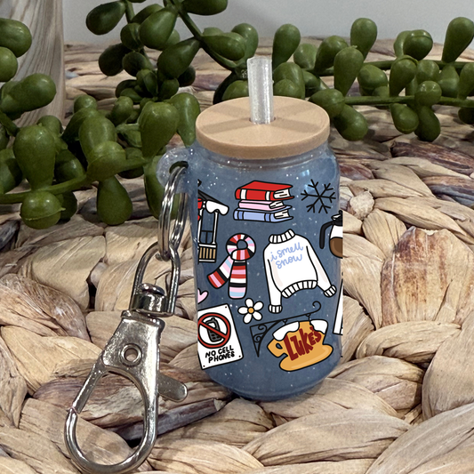 Snow -Glass Can Keychain UV DTF Wrap