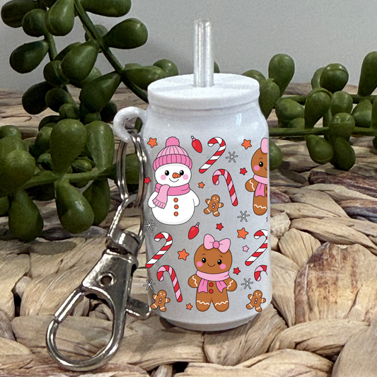 Snowman -Glass Can Keychain UV DTF Wrap