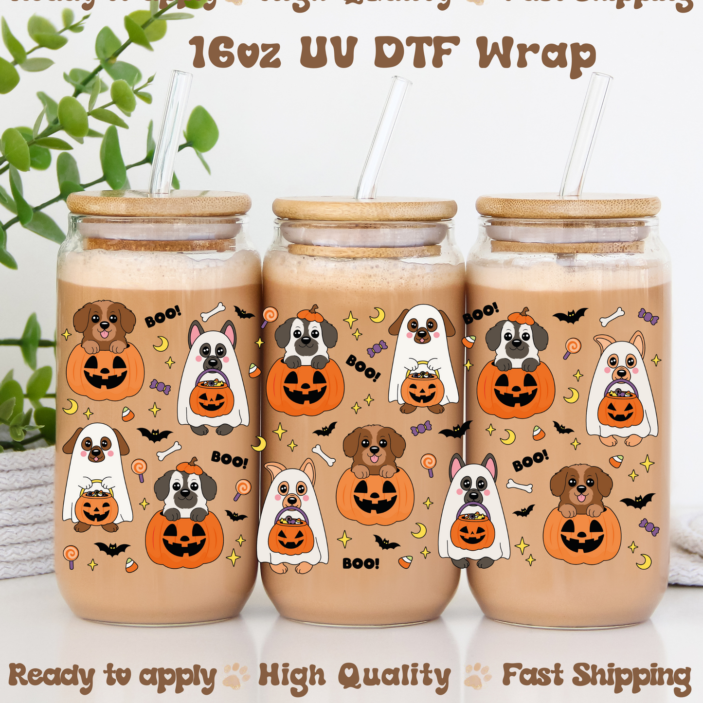 Spooky Dogs -16oz UV DTF Wrap