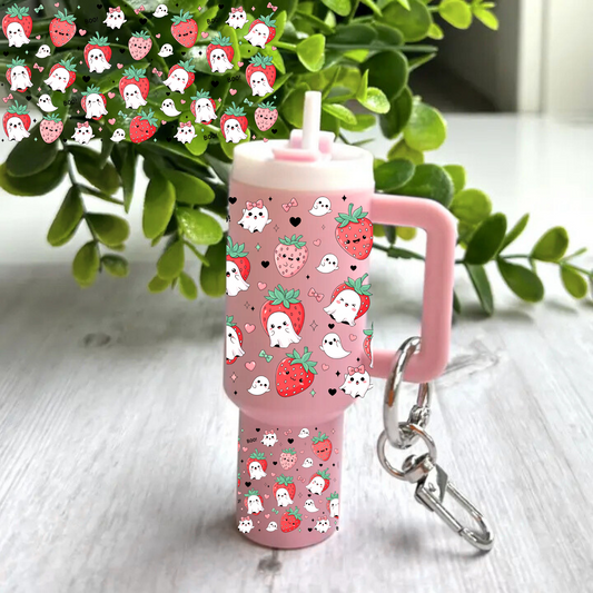 Spooky Strawberries Ghosties -Mini tumbler wrap
