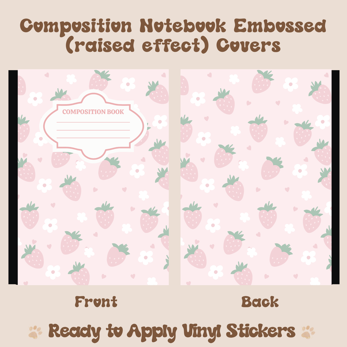 Strawberries and Flowers - Embossed Vinyl Notebook Cover