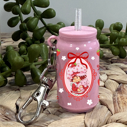 Strawberry -Glass Can Keychain UV DTF Wrap