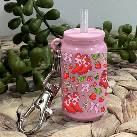 Strawberry Boots -Glass Can Keychain UV DTF Wrap