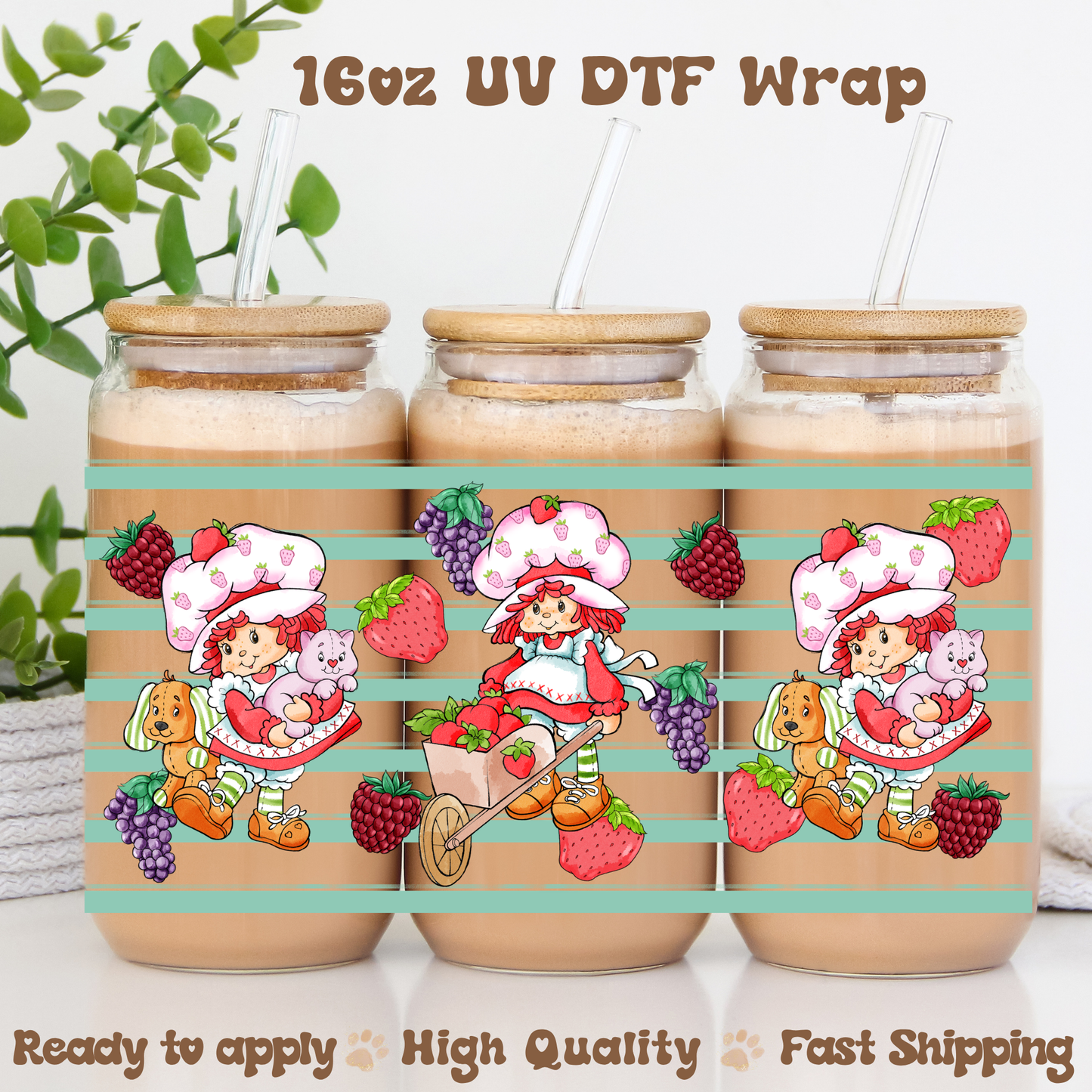 Strawberry Stripes - 16oz UV DTF Wrap