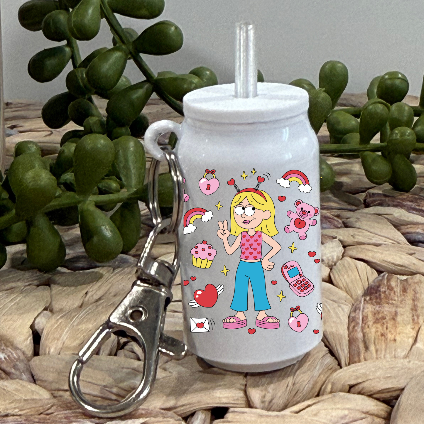 Valentines Liz - Glass Can Keychain UV DTF Wrap