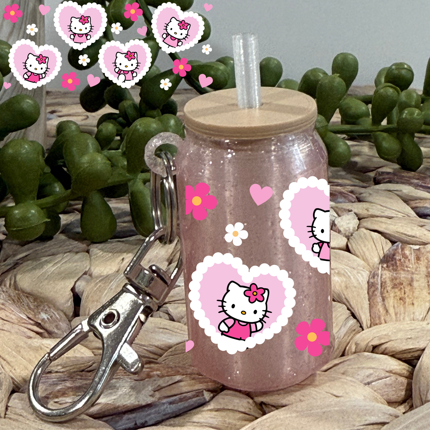 VDay Cat -Glass Can Keychain UV DTF Wrap