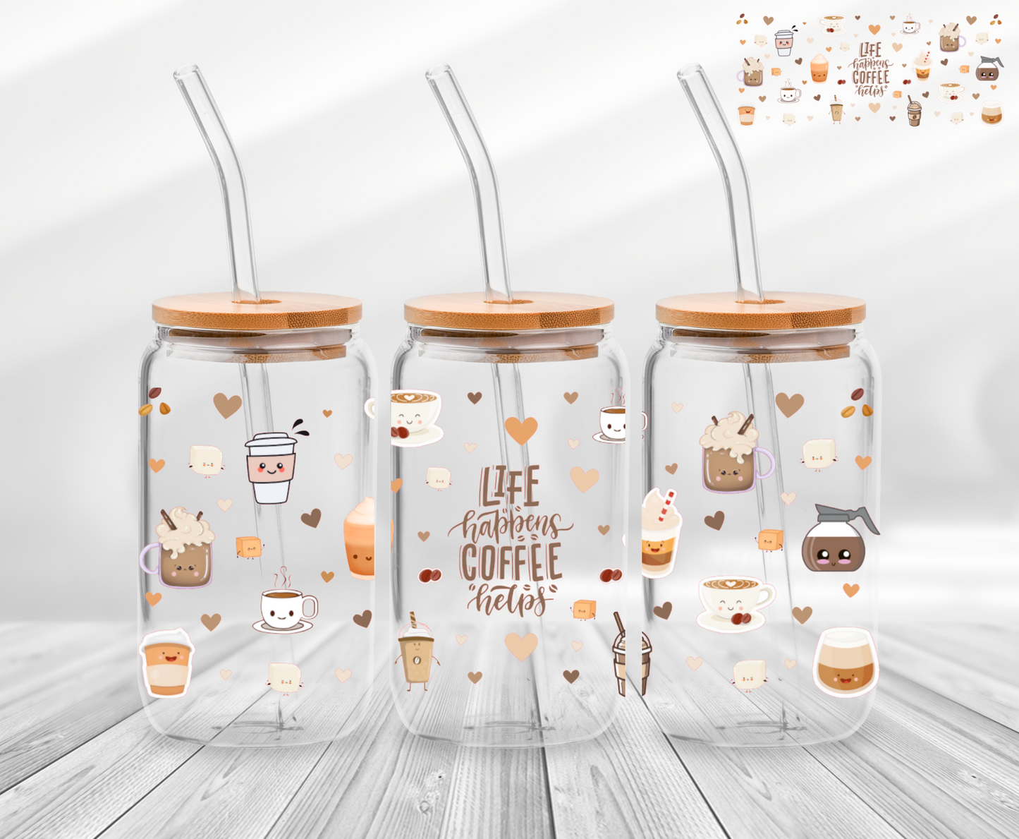Life Happens, Coffee Helps - 16oz Cup Wrap