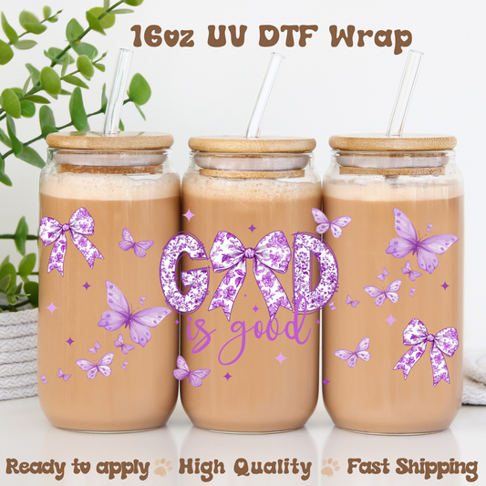 God Is Good Purple  - 16oz UV DTF Wrap