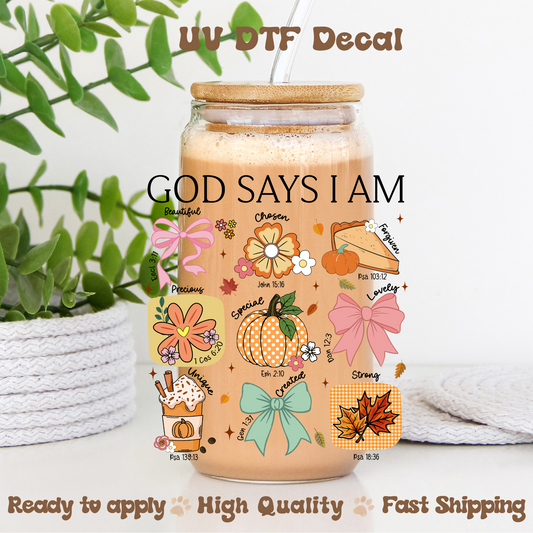 God Says I Am (fall) - UVDTF Decal