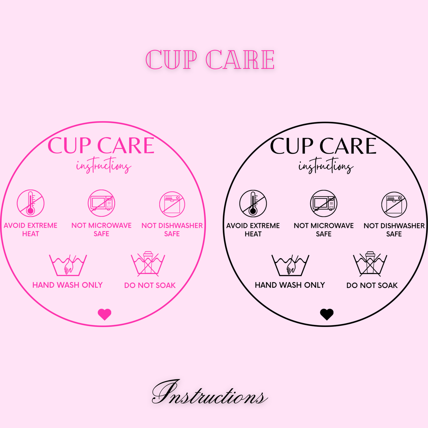 Cup Care instructions UV DTF Decal