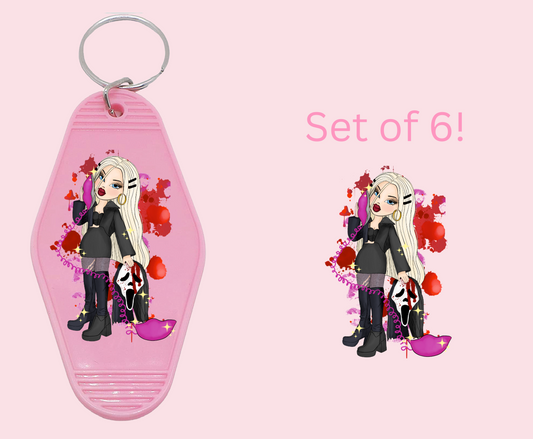 Horror Girl with Mask- UV DTF Motel Keychain Decal