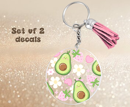 Avocados and Strawberries - UV DTF Keychain Decal (set of two)