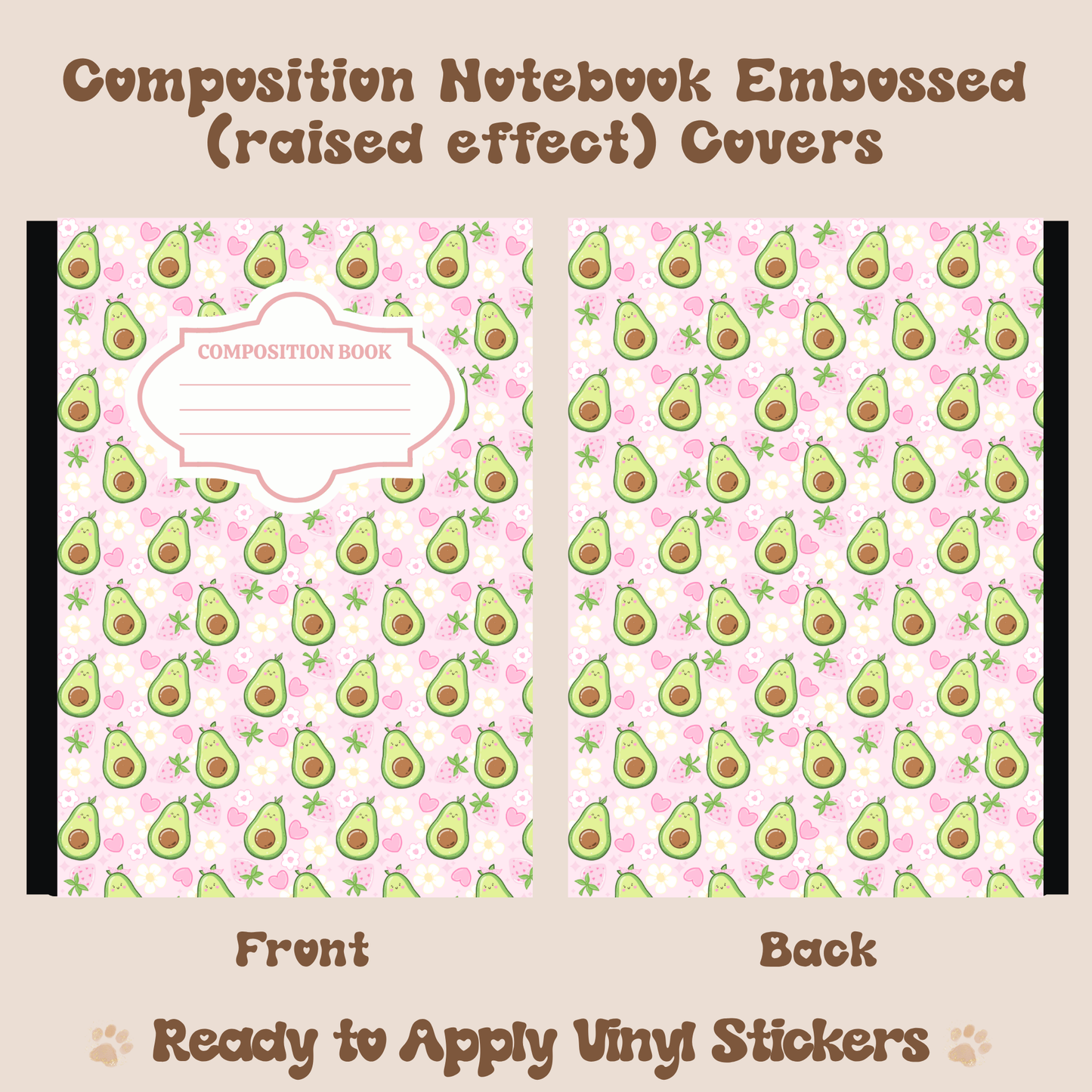 Avocados and Strawberries - Embossed Vinyl Notebook Cover