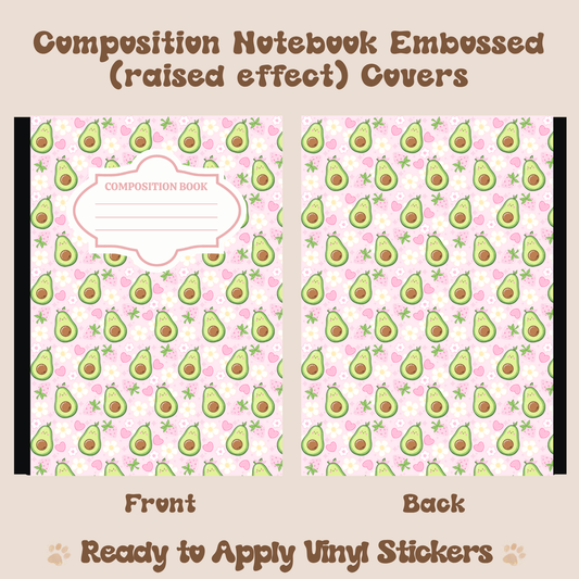Avocados and Strawberries - Embossed Vinyl Notebook Cover