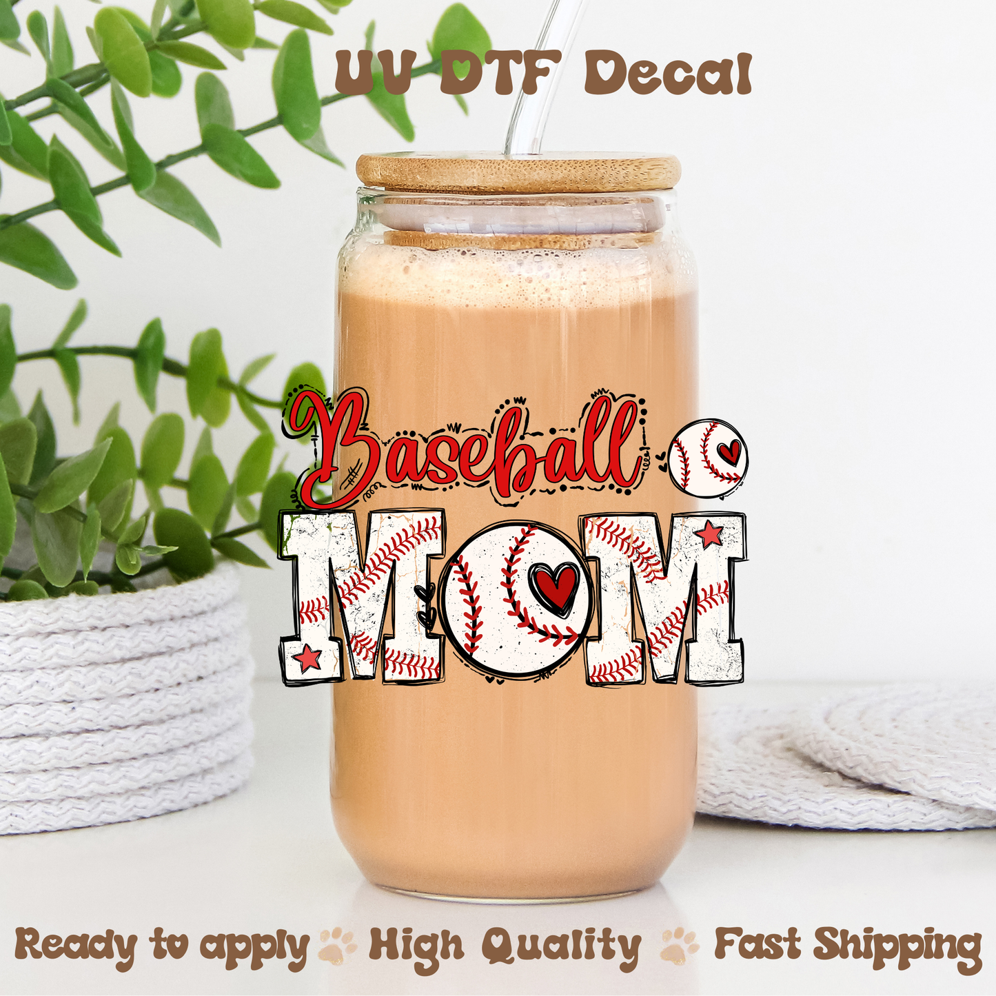 Baseball Mom Red - UVDTF Decal