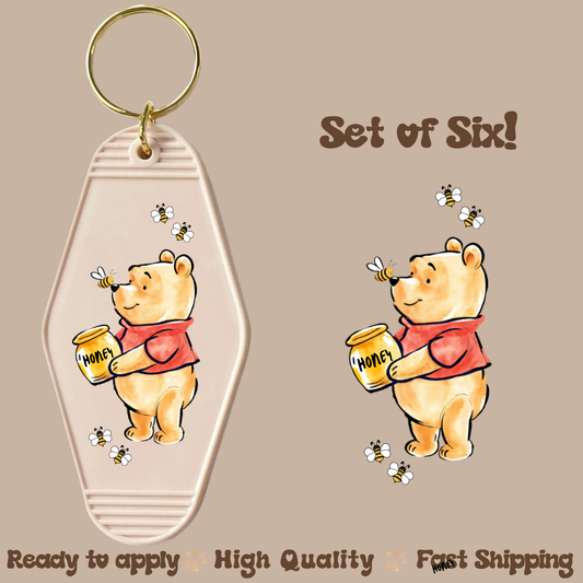 Bear and Bees - UV DTF Motel Keychain Decal