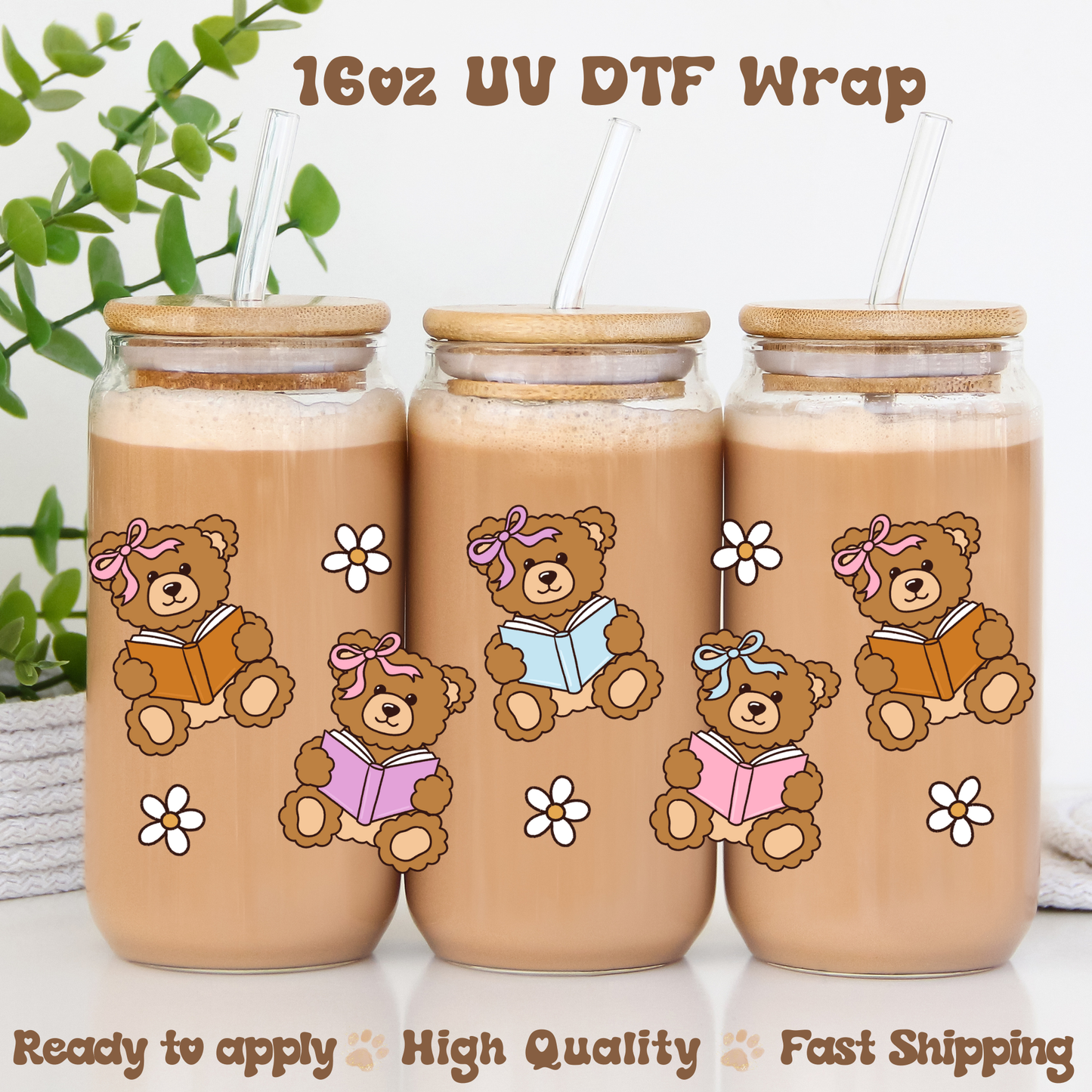 Beary Bookish- 16oz UV DTF Wrap