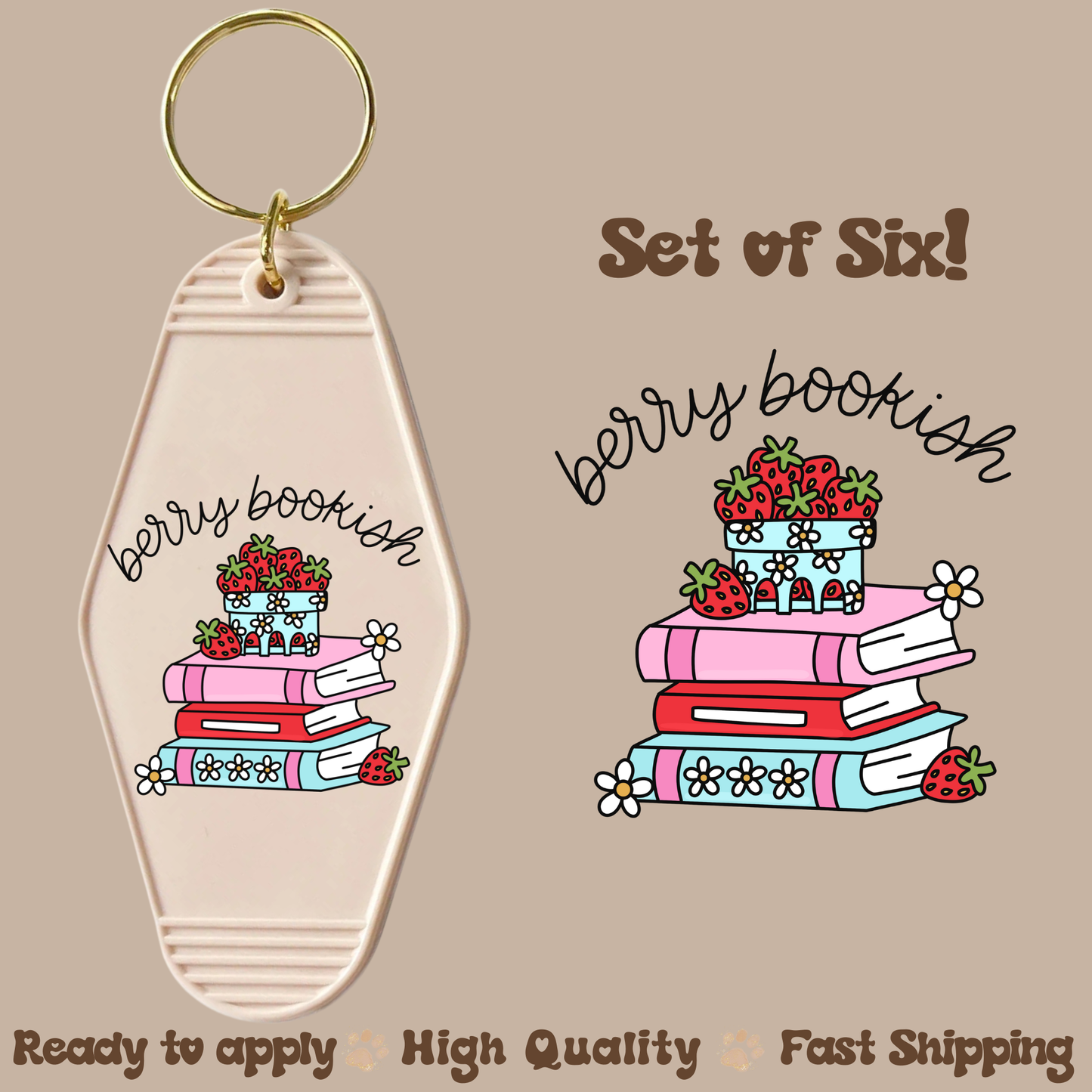 Berry Bookish - UV DTF Motel Keychain Decal